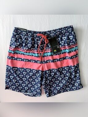Micros Swim Shorts Trunks Mens Large Navy Blue Pink Swimwear Summer Pool
